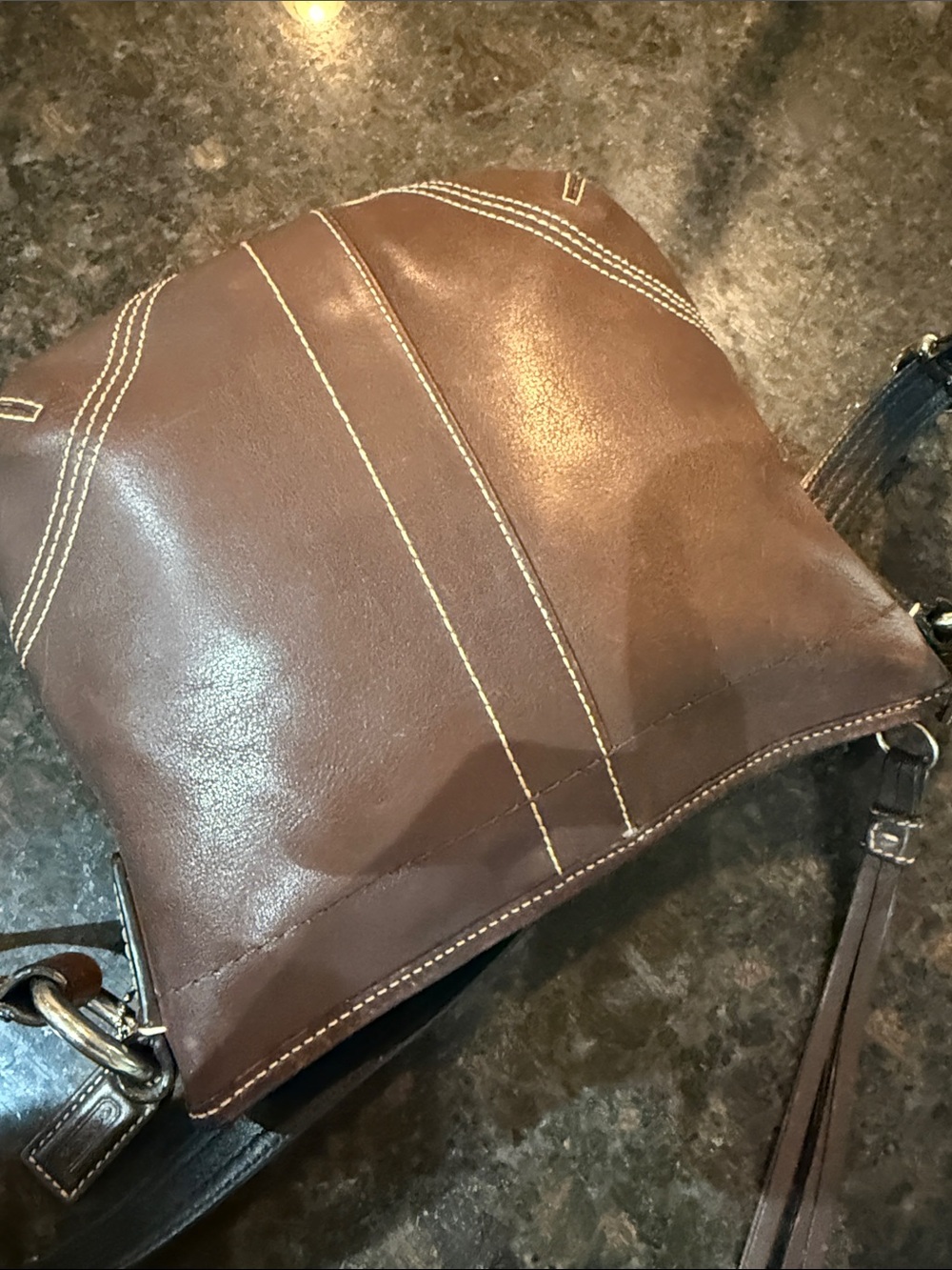 Vintage Y2K Coach SoHo Brown Leather Small Crossbody with White Stitching - Picture 8 of 13